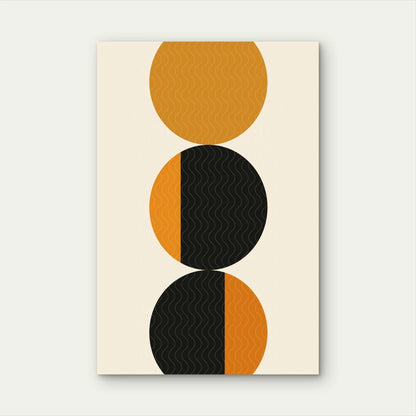 Abstract Orange & Black Geometric Circles Mid Century 40x60cm Metal Print Ready to Hang