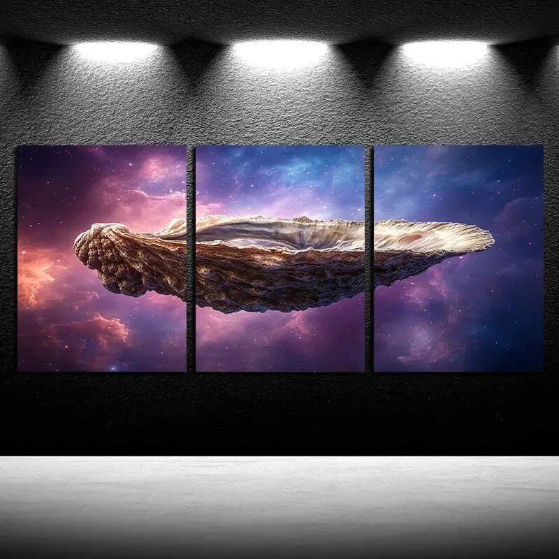 3pcs Vibrant Spacecraft in space Metal Print Ready to Hang Art - Bella Home Decor
