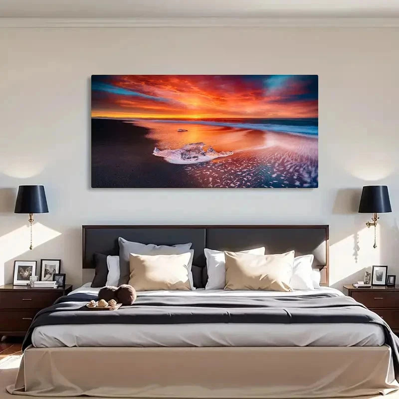 Ocean Waves Long Exposure Wall Art Canvas Office Home Room Framed 120x60cm