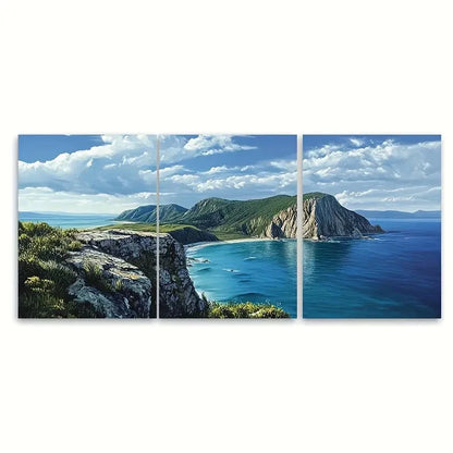 3pcs Wilsons Promontory Blue Waters sea AUS Wall Art Set Canvas Framed 60x90cm - High Quality Print 100% Australian Made Wall Canvas Ready to Hang - Bella Home Decor