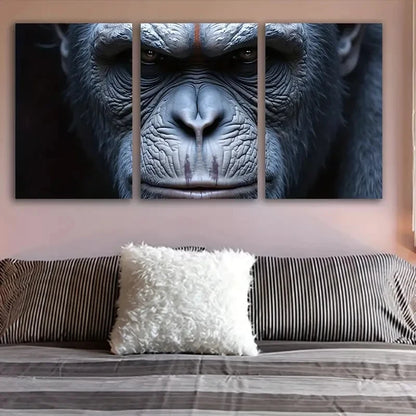 3pcs Intense Gorilla Portrait Wall Art Set Canvas Framed 60x90cm - High Quality Print 100% Australian Made Wall Canvas Ready to Hang