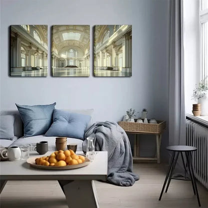 3pcs Majestic White Palace Wall Art Canvas Unframed - High Quality Print 100% Australian Made Wall Canvas