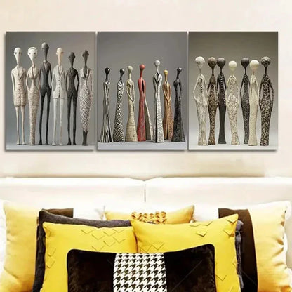 3pcs Ceramic Figurines Wall Art Canvas Unframed - High Quality Print 100% Australian Made Wall Canvas