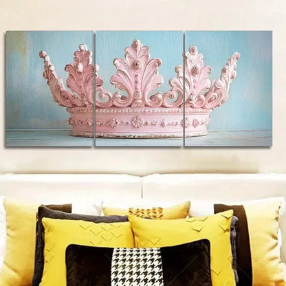 3pcs Pink Crown Design Wall Art Set Canvas Unframed - High Quality Print 100% Australian Made Wall Canvas