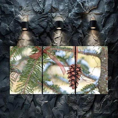 3pcs Tree Ornament Illustration Metal Print Ready to Hang Art