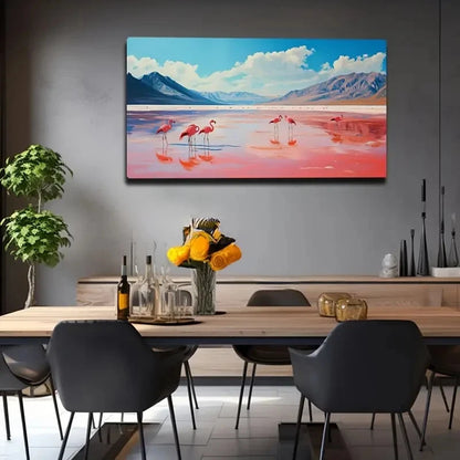 Group Of Drinking Red Cranes Wall Art Canvas Office Home Room Framed 120x60cm