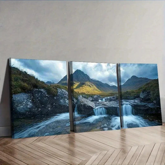 3pcs Scottish Highlands Wall Art Set Canvas Framed 40x60cm - High Quality Print 100% Australian Made Wall Canvas Ready to Hang