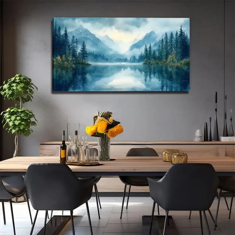 Landscape Painting Trees Wall Art Canvas Office Home Room Framed 120x60cm