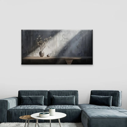 Vase Wooden Table White Grey Wall Art Canvas Office Home Room Framed 120x60cm
