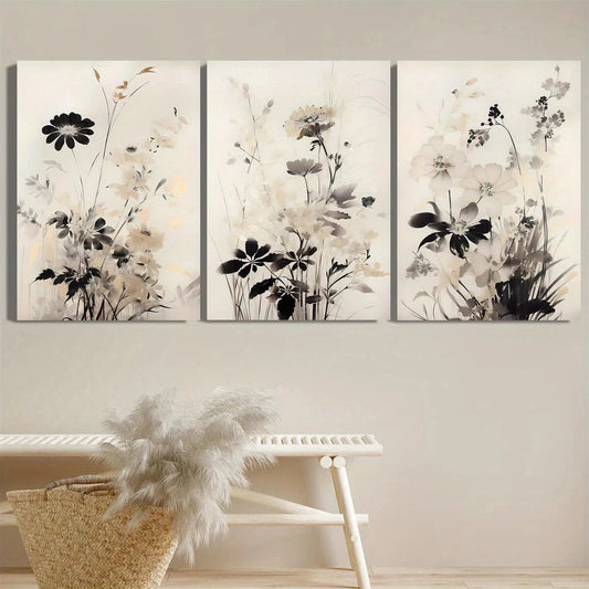 3pcs Wildflower Neutral Plants Metal Print Ready to Hang Art