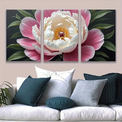 3pcs Pink And White Flower Abstract Wall Art Set Canvas Framed 50x70cm - High Quality Print 100% Australian Made Wall Canvas Ready to Hang
