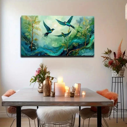 Realistic Blue And Green Nature Wall Art Canvas Office Home Room Framed 120x60cm