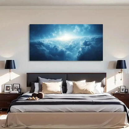 Nature-Inspired Reflection Blue Wall Art Canvas Office Home Room Framed 120x60cm - Bella Home Decor