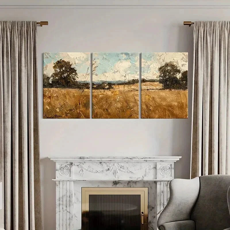 3pcs Abstract Landscape Painting Impressionist Metal Print Ready to Hang Art - Bella Home Decor