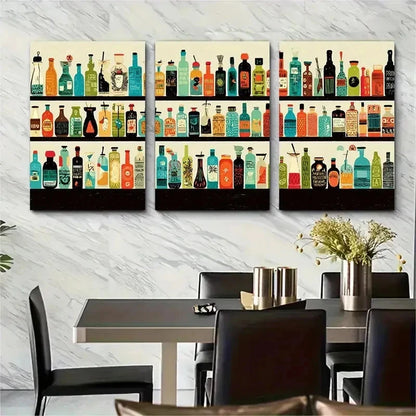 3pcs Funny Bar Menu Trendy Decor Perfect Wall Art Set Canvas Framed 50x70cm - High Quality Print 100% Australian Made Wall Canvas Ready to Hang - Bella Home Decor