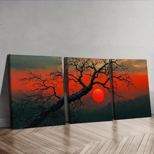 3pcs The Red Sun Tree Wall Art Set Wall Art Canvas Unframed – High Quality Print 100% Australian Made Wall Canvas