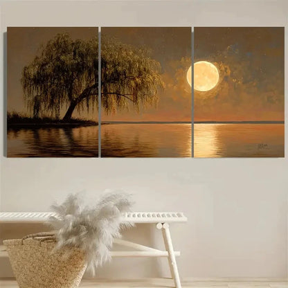 3pcs Mystical Night Sky Over Tree Surreal Wall Art Set Canvas Framed 50x70cm - High Quality Print 100% Australian Made Wall Canvas Ready to Hang