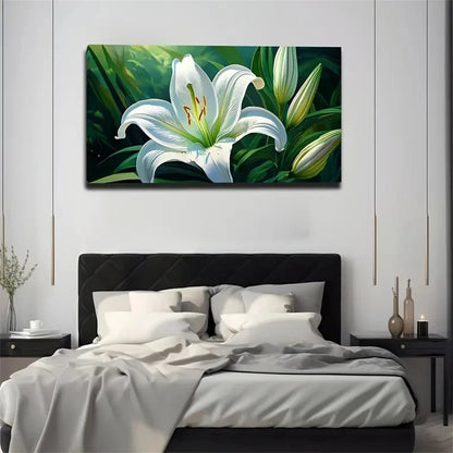 Vibrant White And Green Wall Art Canvas Office Home Room Framed 120x60cm