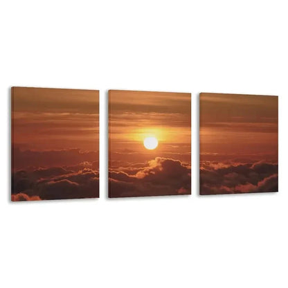 3pcs Sunset Warm Orange & Yellow Hues  Wall Art Set Canvas Framed 50x70cm - High Quality Print 100% Australian Made Wall Canvas Ready to Hang