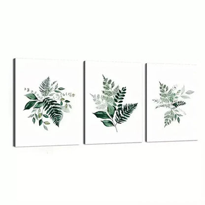 3pcs Elegant Foliage Watercolor Green Leaf Wall Art Canvas Unframed - High Quality Print 100% Australian Made Wall Canvas