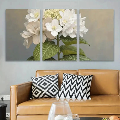 3pcs White And Cream Floral Watercolor Wall Art Set Canvas Framed 40x60cm - High Quality Print 100% Australian Made Wall Canvas Ready to Hang
