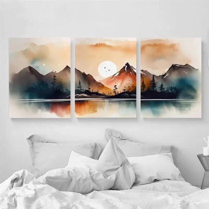 3pcs Mountain Landscape Nature Décor Perfect Wall Art Set Canvas Framed 40x60cm - High Quality Print 100% Australian Made Wall Canvas Ready to Hang - Bella Home Decor