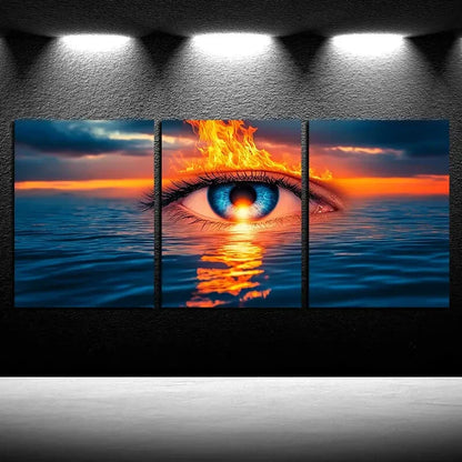 3pcs Beautiful Eyes in the middle of the Ocean Metal Print Ready to Hang Art - Bella Home Decor