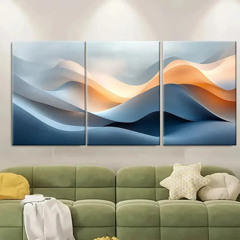 3pcs Abstract Minimalist Soft Shapes Metal Print Ready to Hang Art - Bella Home Decor