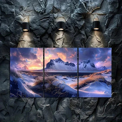 3pcs Serene Iceland Illustration Metal Print Ready to Hang Art
