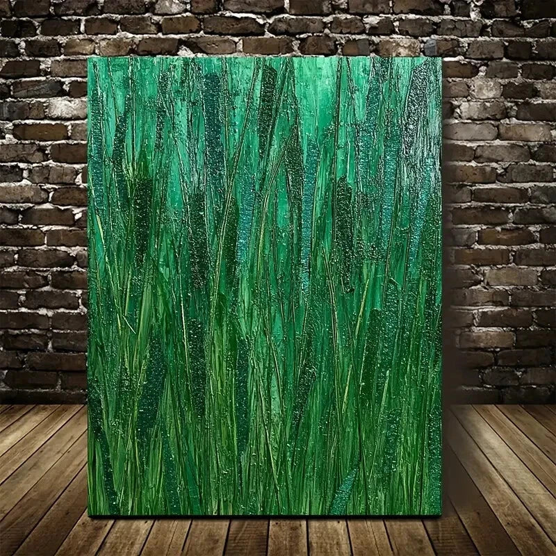 Thatch Grass Meadow Colorful Painting 40x60cm Metal Print Ready to Hang - Bella Home Decor