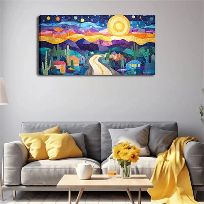 A Fantasy Desert Town Scene Wall Art Canvas Office Home Room Framed 120x60cm - Bella Home Decor