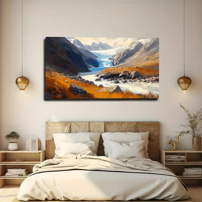 New Zealand Glacier Melting Wall Art Canvas Office Home Room Framed 120x60cm