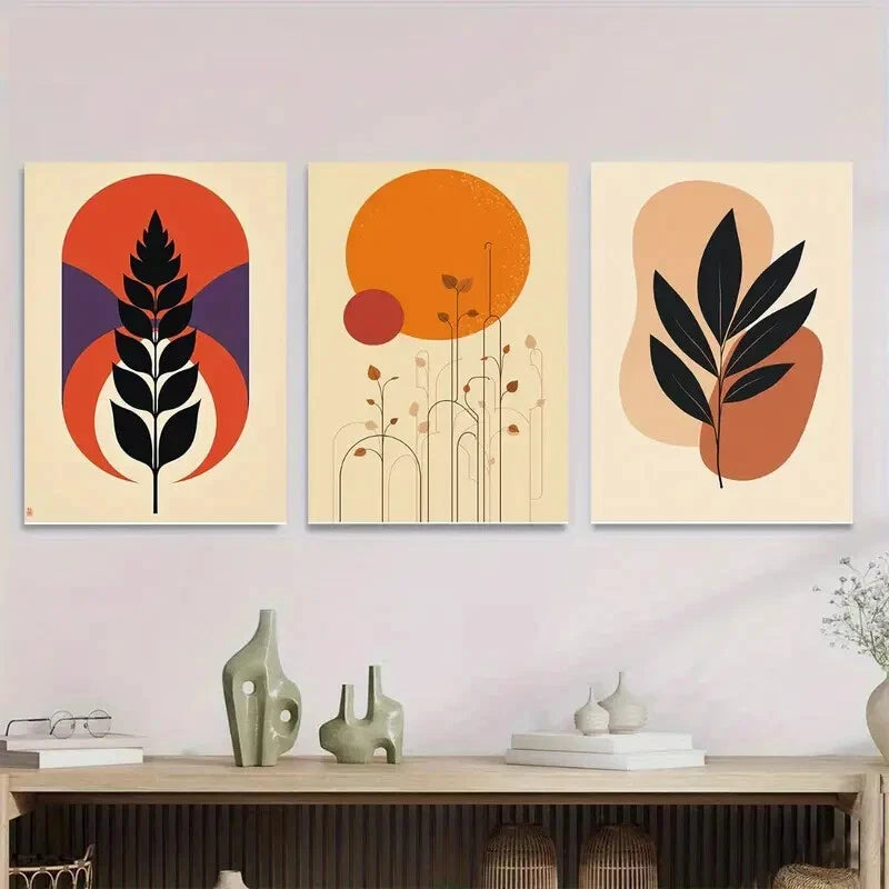3pcs Modern Abstract Minimalist Botanical Metal Print Ready to Hang Art