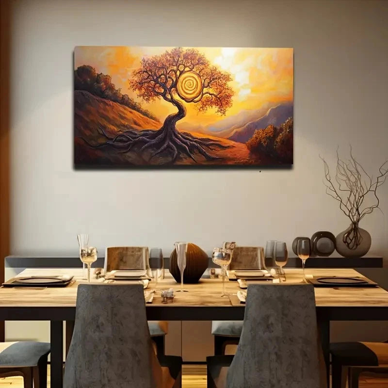 Vibrant Landscape Sunset Hues Wall Art Canvas Office Home Room Framed 120x60cm