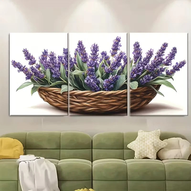 3pcs Wicker Basket Metal Print Ready to Hang Art