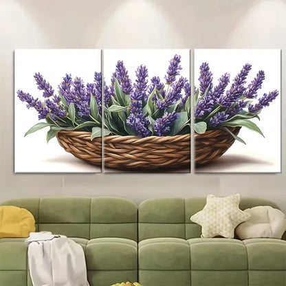 3pcs Wicker Basket Metal Print Ready to Hang Art