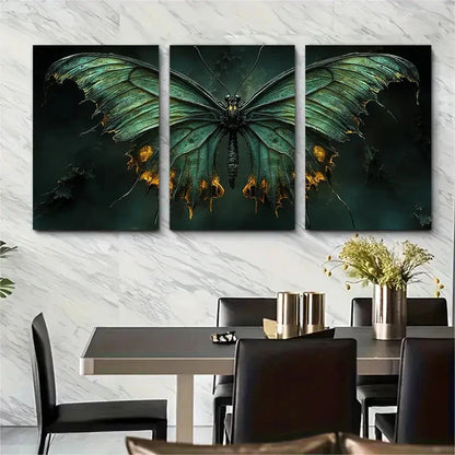 3pcs Butterfly Canvas Abstract Skeletal F   Wall Art Set Canvas Framed 60x90cm - High Quality Print 100% Australian Made Wall Canvas Ready to Hang - Bella Home Decor