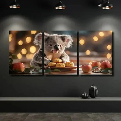 3pcs Koala & Mooncakes Decoration Wall Art Canvas Unframed – High Quality Print 100% Australian Made Wall Canvas
