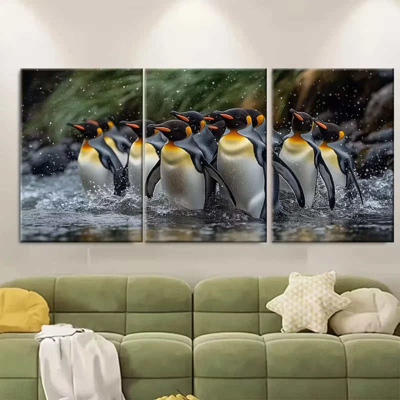 3pcs Huddled Group Head to Water Scene Metal Print Ready to Hang Art