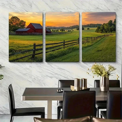 3pcs Scenic Horse Farm Bluegrass Perfect Wall Art Set Canvas Framed 50x70cm - High Quality Print 100% Australian Made Wall Canvas Ready to Hang