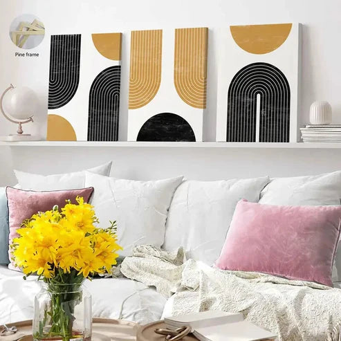 3pcs Abstract Modern Brown Artwork Painting Wall Art Set Canvas Unframed - High Quality Print 100% Australian Made Wall Canvas - Bella Home Decor