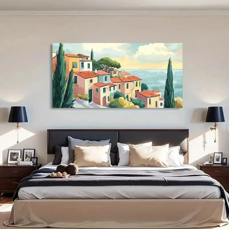 Colorful Mediterranean-Inspired Wall Art Canvas Office Home Room Framed 120x60cm - Bella Home Decor