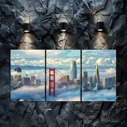 3pcs San Francisco Skyline Wall Art Canvas Unframed - High Quality Print 100% Australian Made Wall Canvas