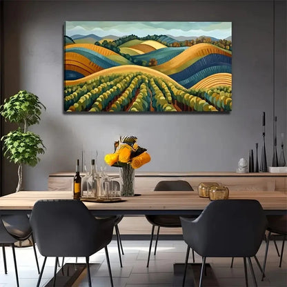 Abstract Vineyard Suitable Wall Art Canvas Office Home Room Framed 120x60cm