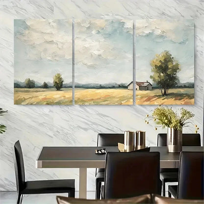 3pcs Countryside Field Summer Meadow Metal Print Ready to Hang Art - Bella Home Decor