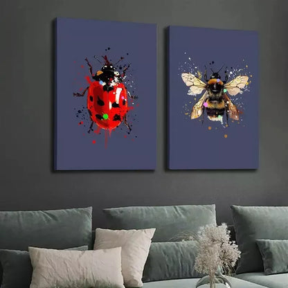 2pcs Decorative Painting, Insect Canvas Framed 50x75cm - High Quality Print 100% Australian Made Wall Canvas Ready to Hang - Bella Home Decor