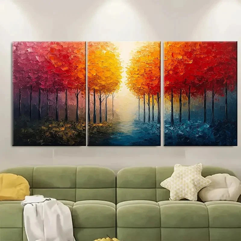 3pcs Abstract Forest Color E Wall Art Set Canvas Framed 40x60cm - High Quality Print 100% Australian Made Wall Canvas Ready to Hang - Bella Home Decor