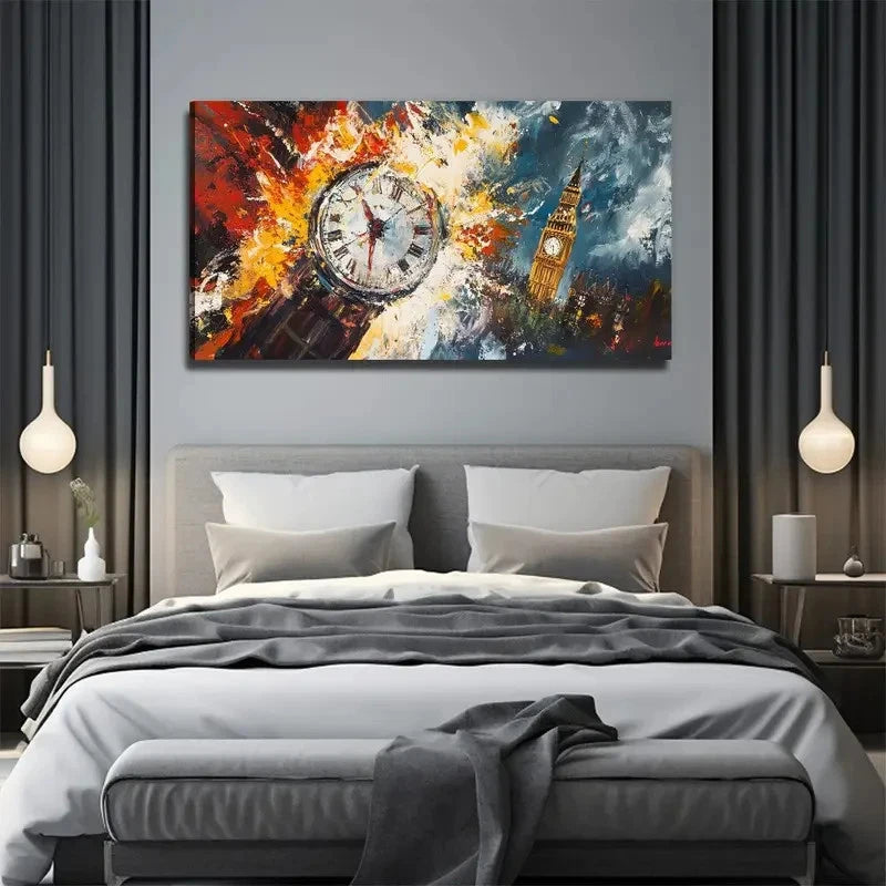 Big Ben & London Eye Wall Art Canvas Office Home Room Framed 120x60cm