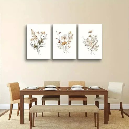 3pcs Boho Botanical with Vintage Green Art Set Canvas Unframed - High Quality Print 100% Australian Made Wall Canvas - Bella Home Decor