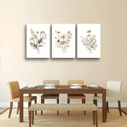 3pcs Boho Botanical with Vintage Green Art Set Canvas Unframed - High Quality Print 100% Australian Made Wall Canvas - Bella Home Decor